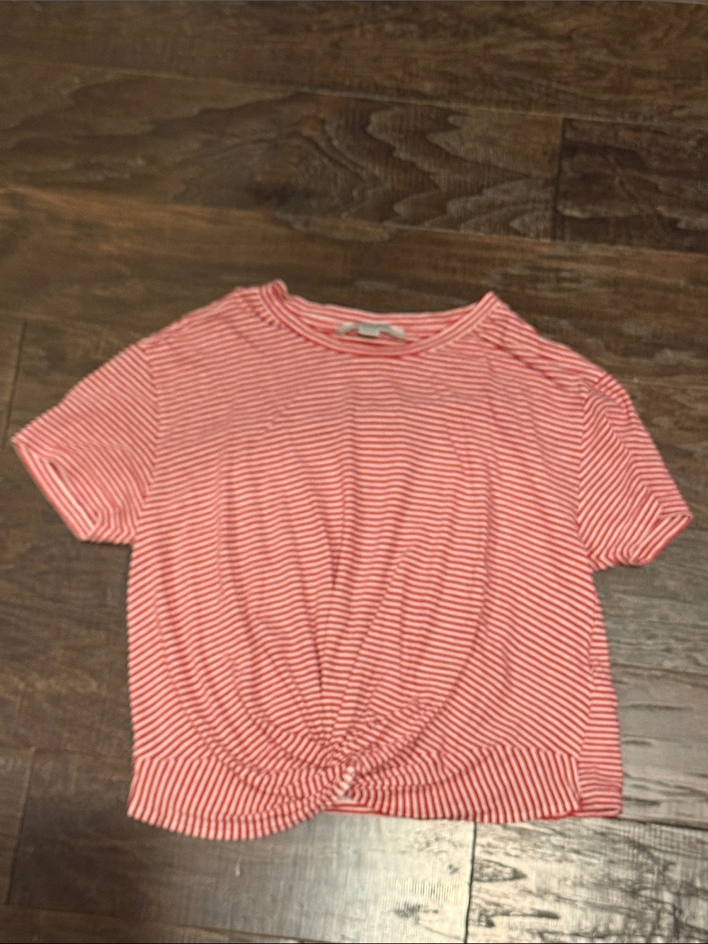All Saints Women’s M red and white striped curved hem crop top